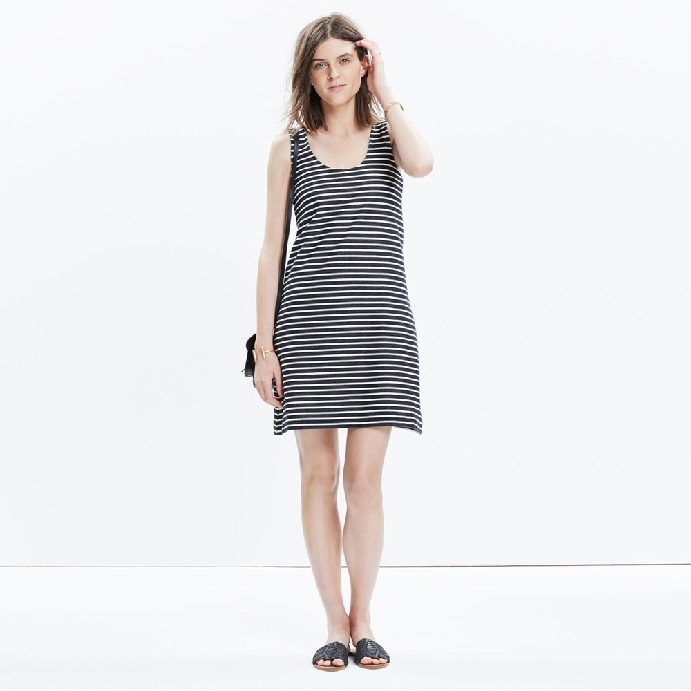 Madewell Black and White Striped Mini Tank Dress
